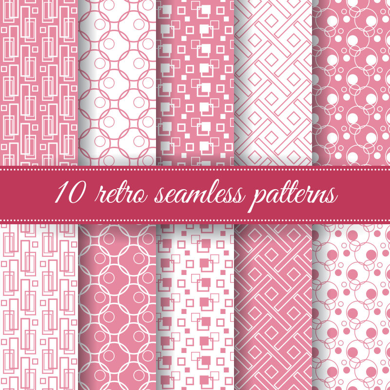 创意矢量粉色复古无缝图案背景