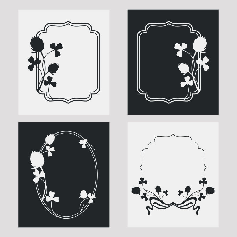 创意矢量花朵线性边框设计