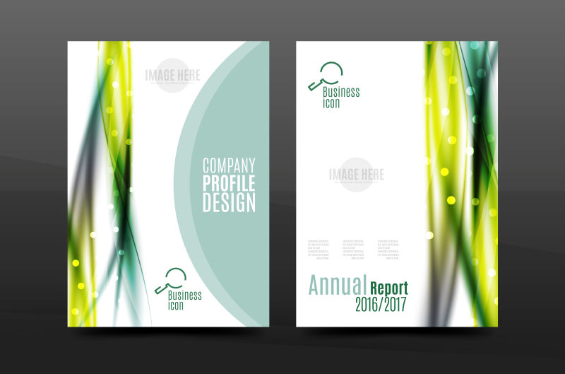 创意矢量绿色系的商业报告封面