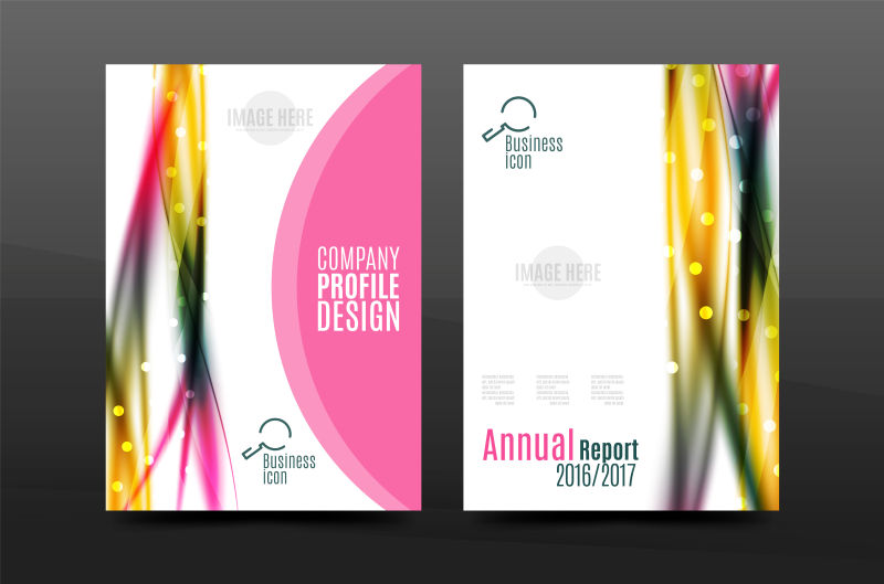 创意矢量彩色模糊梦幻光条的商业报告封面