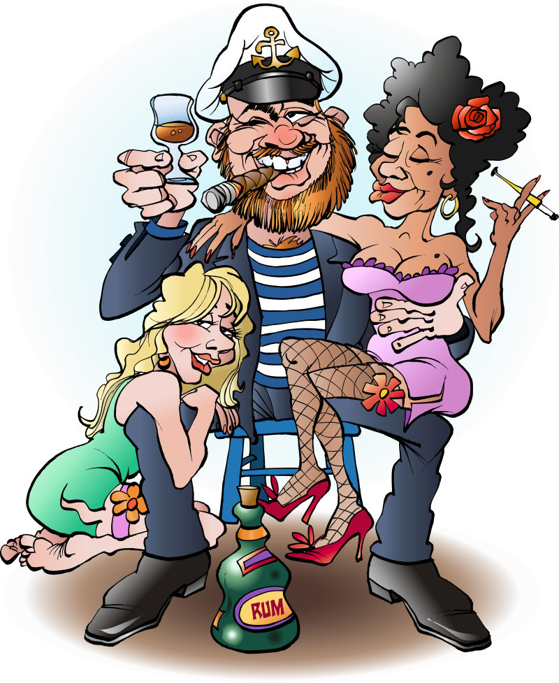 创意矢量可爱的水手和女人插图