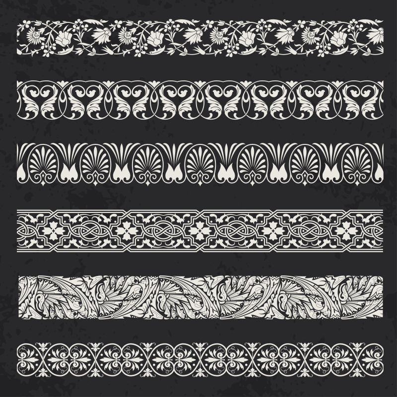 创意矢量装饰性无缝花卉边框设计元素