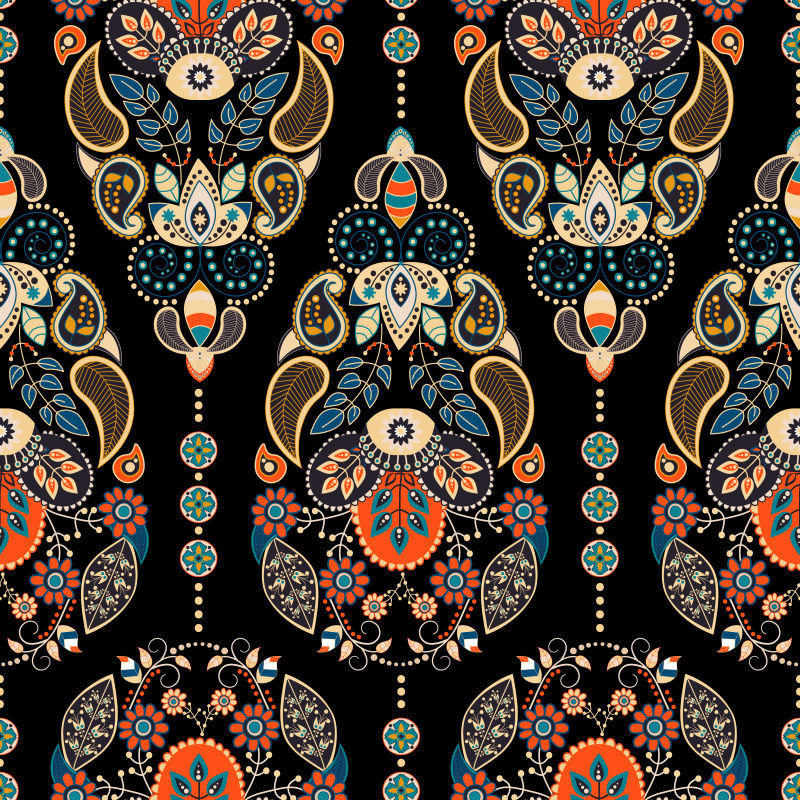 创意矢量传统彩色装饰无缝背景