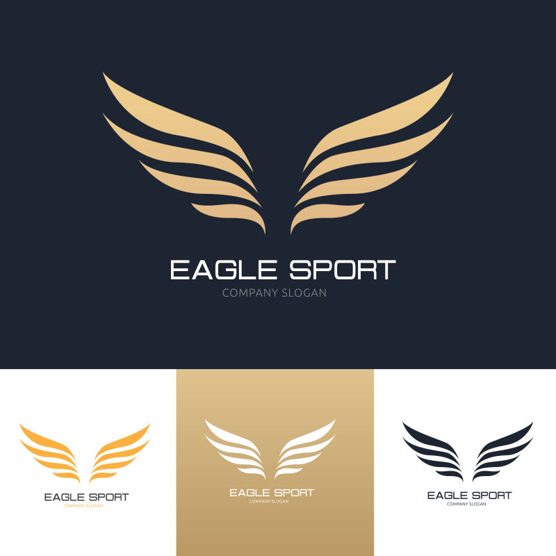 美丽的展开的翅膀标志设计矢量