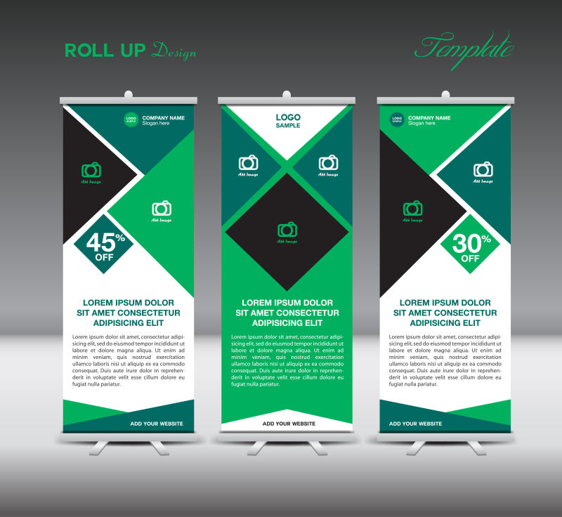 矢量的绿色几何图案横幅设计