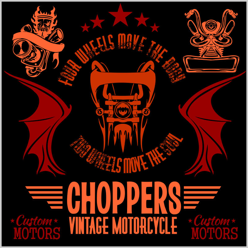 老式矢量摩托车徽章设计