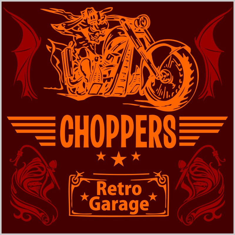 创意矢量复古风格的美国摩托车图标设计