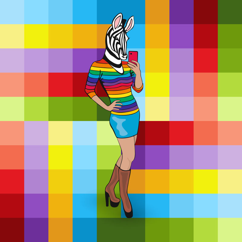 矢量创意拟人化的时尚斑马