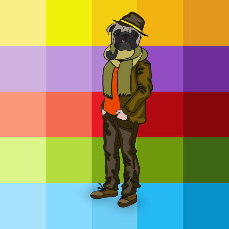 创意矢量帅气的拟人斗牛犬