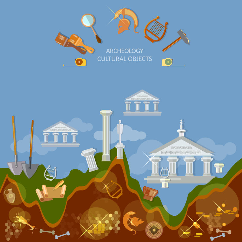 考古发掘主题矢量插图