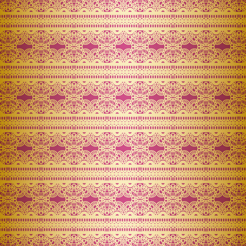 粉色花纹图案的金色矢量背景