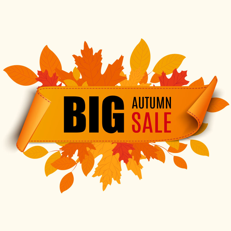 创意矢量秋季元素的促销标签设计