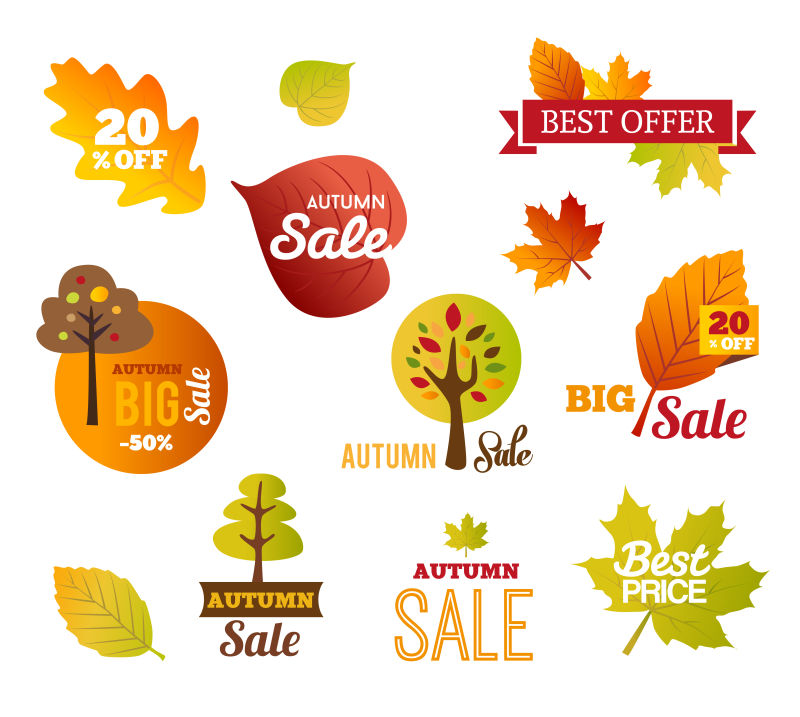 矢量秋季促销标签设计元素