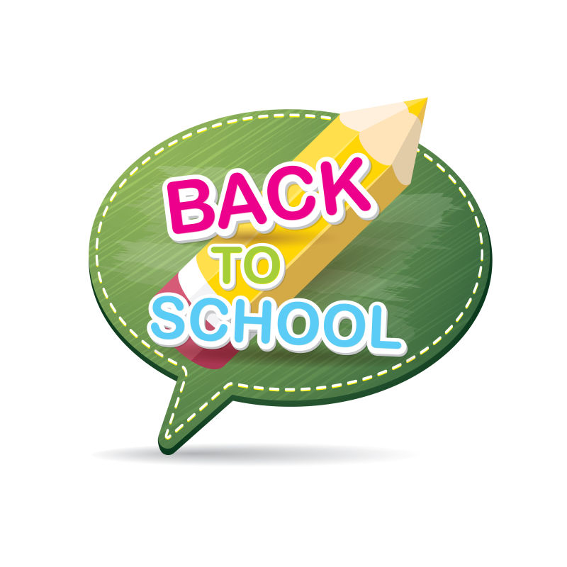 创意矢量黄色铅笔元素的回到学校标签设计