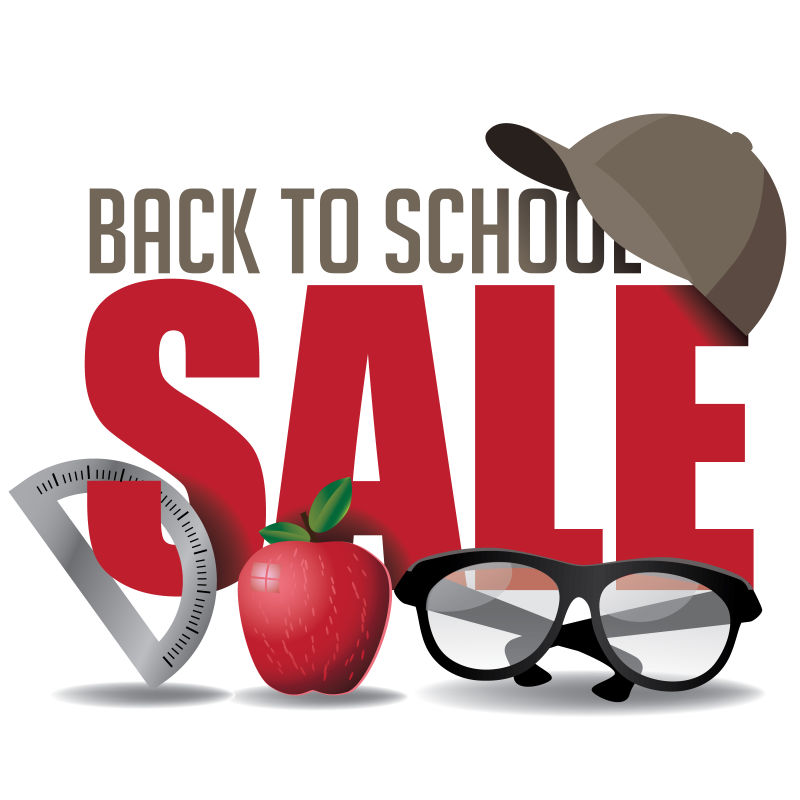 红色的返校概念的促销标志