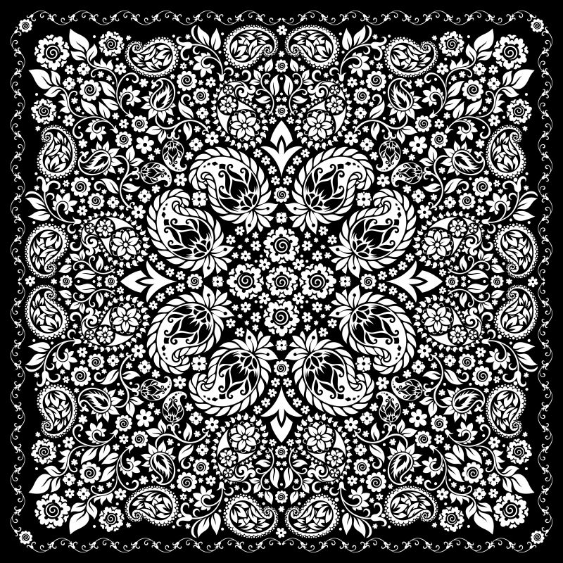 矢量花卉图案的民族风格背景