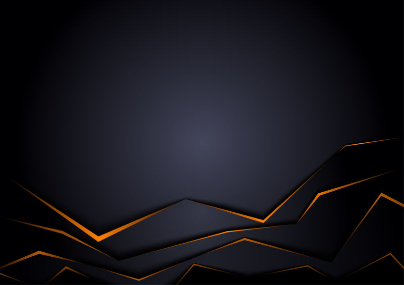 黑色背景下的橙色条纹矢量插图