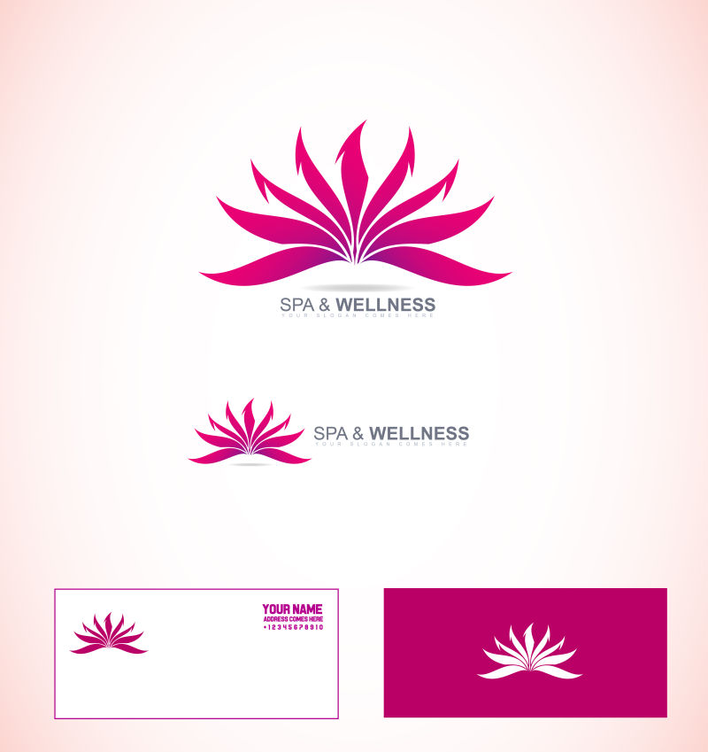 创意矢量粉色温泉疗养标志设计