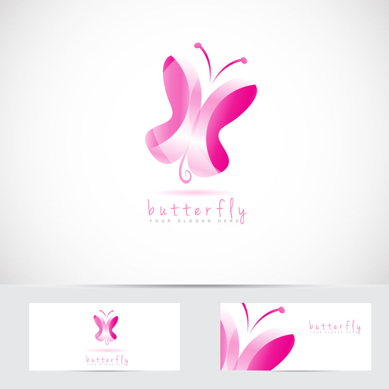 矢量粉色三维蝴蝶标志设计