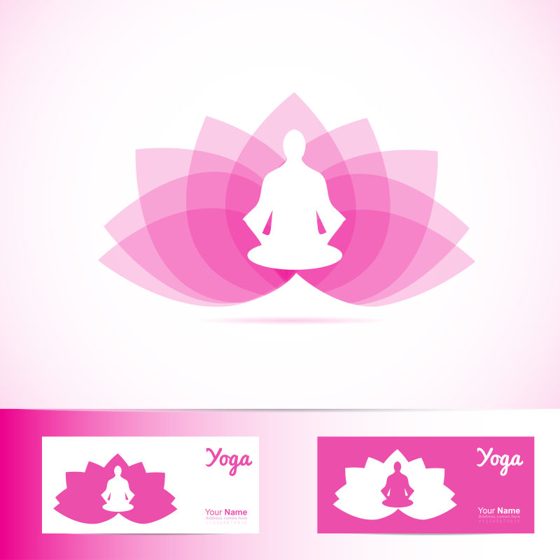 创意矢量粉色瑜伽元素的标志设计