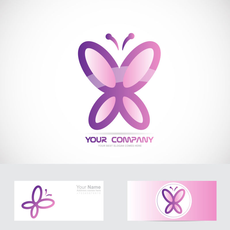 矢量粉色蝴蝶的标志设计