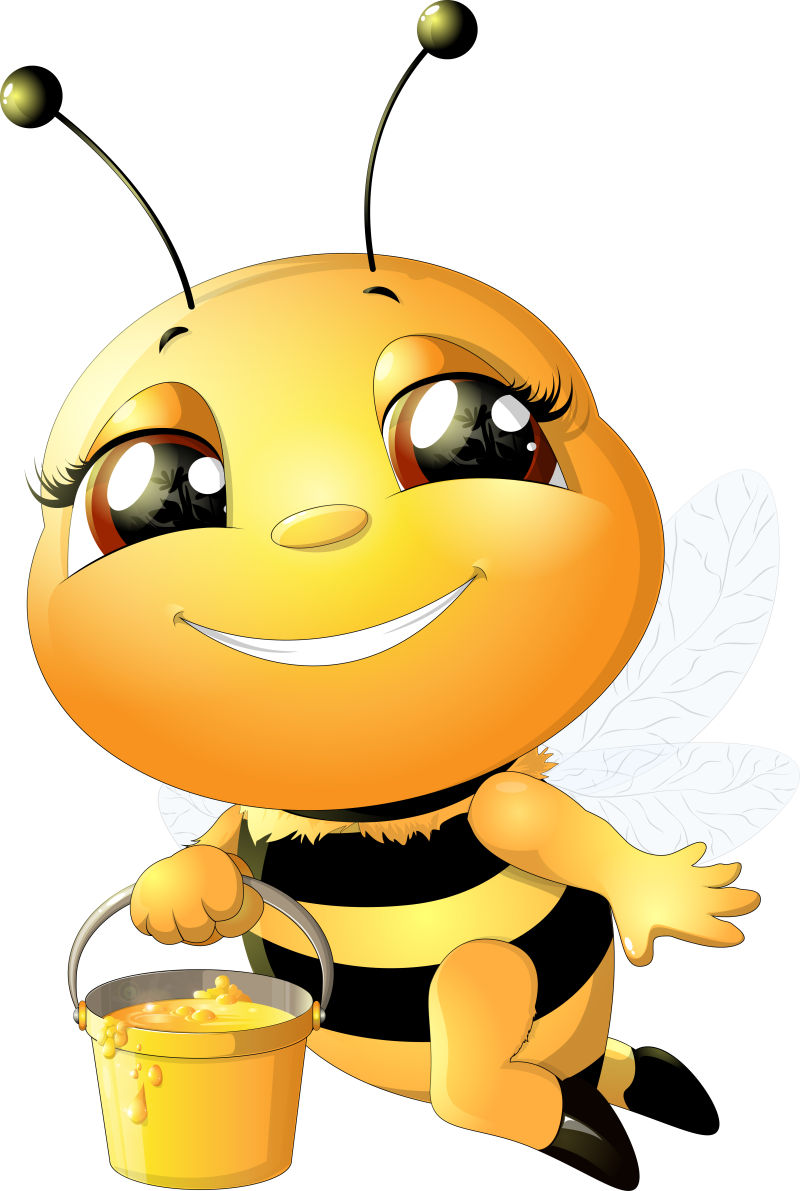 矢量可爱的采蜜的小蜜蜂