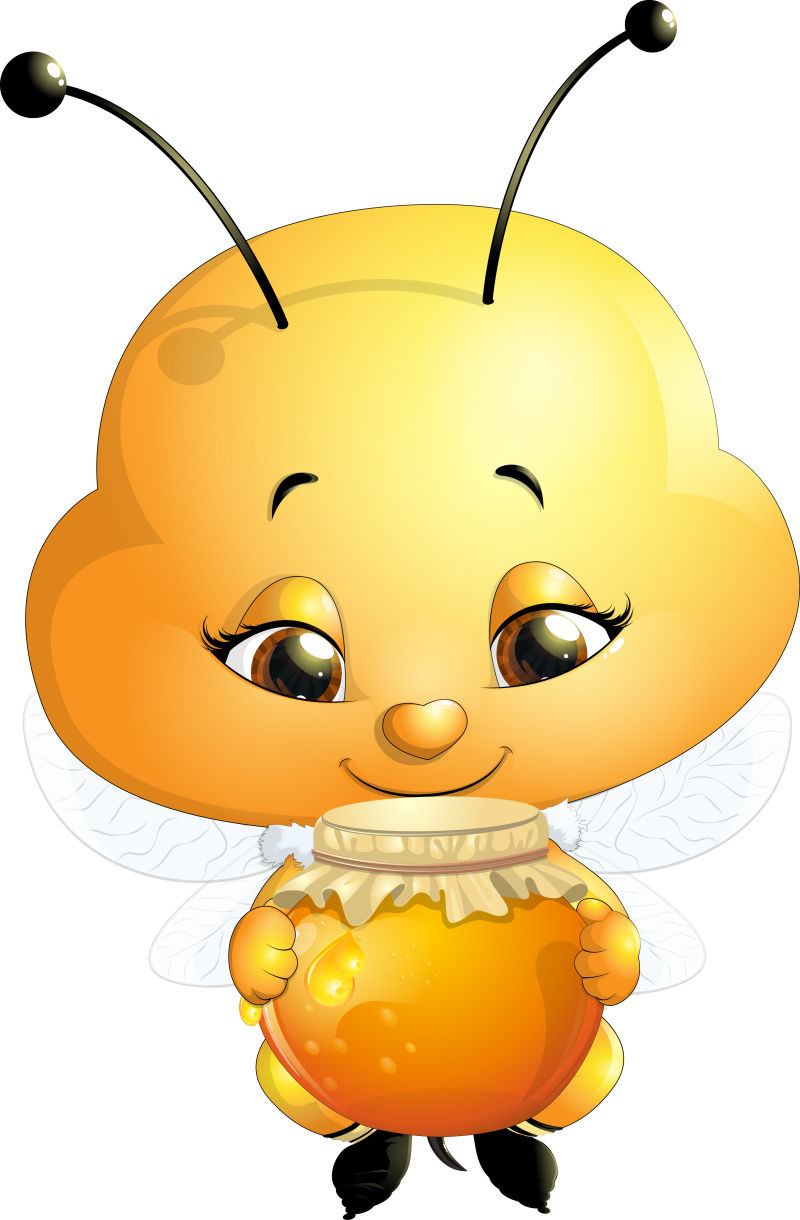 创意矢量盯着蜂蜜看的小蜜蜂