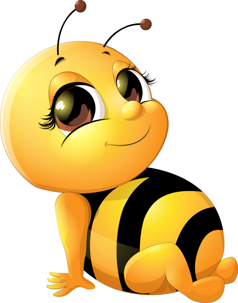 矢量可爱的腼腆的卡通蜜蜂