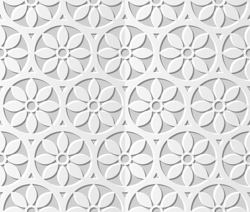 白色的矢量3D花环图案背景