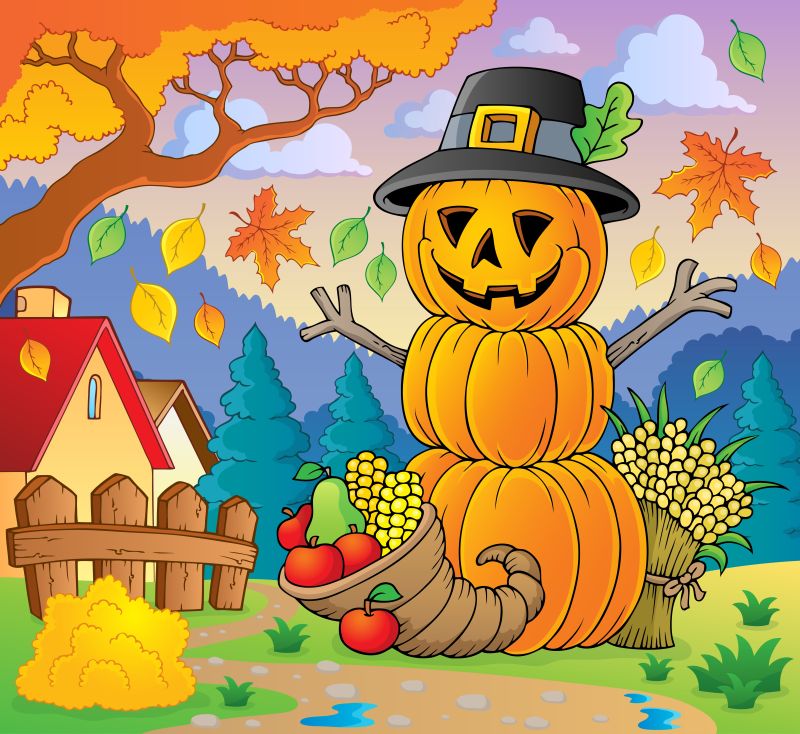 创意矢量秋季卡通南瓜人的插图