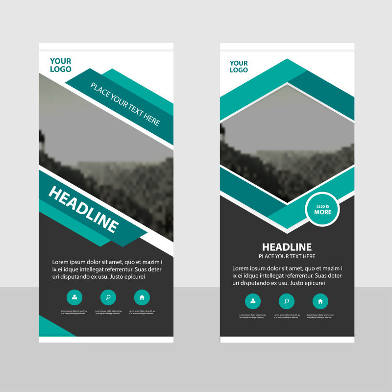 创意矢量绿色黑色几何商业宣传设计