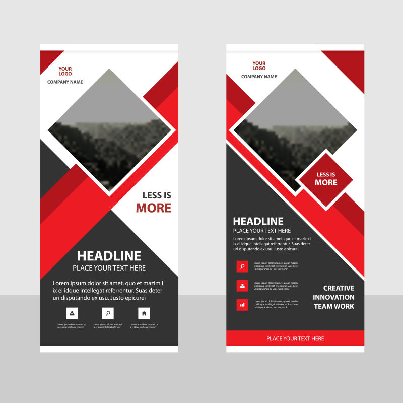 创意矢量红色抽象几何宣传设计