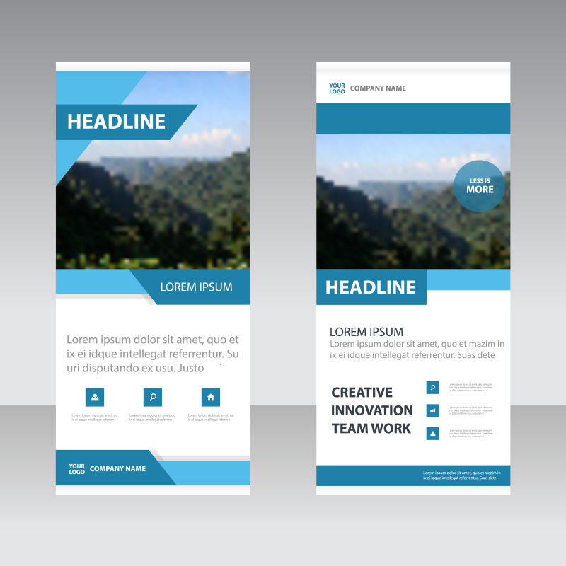 矢量创意蓝色几何风格的宣传设计