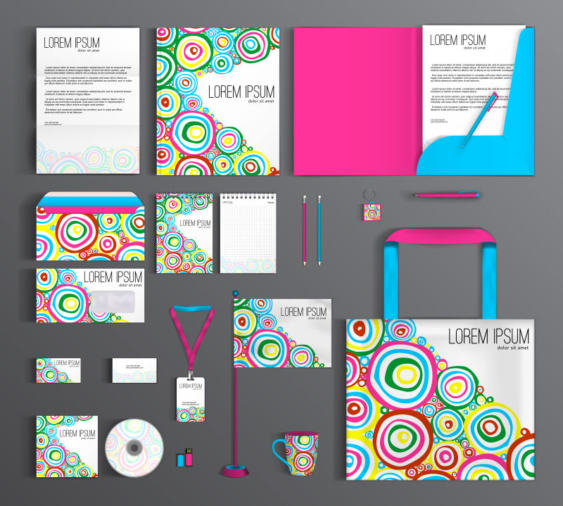 矢量彩色圆形创意抽象企业宣传设计