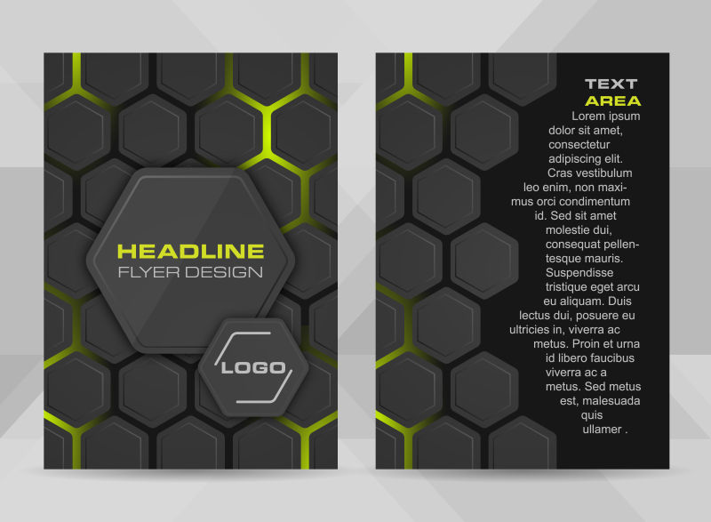 创意矢量黑色几何六边形的宣传封面设计