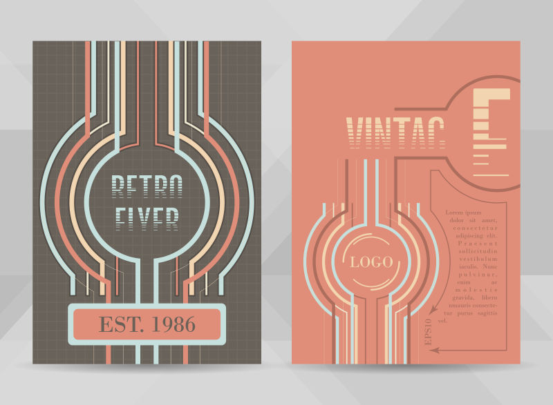 矢量创意复古风格的彩色宣传封面设计