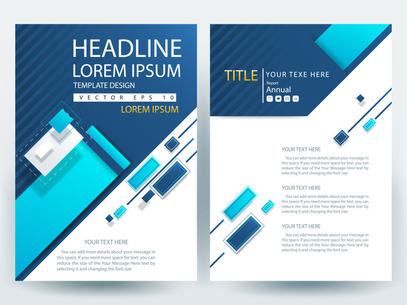 创意矢量蓝色现代风格的小册子设计