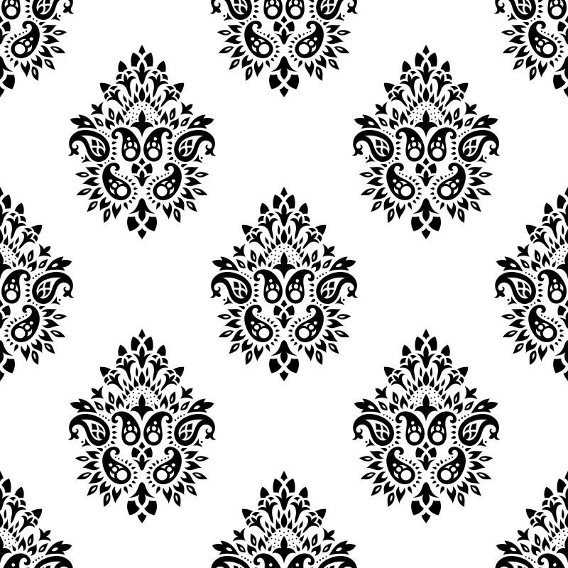 巴洛克风格的黑白花纹图案矢量背景