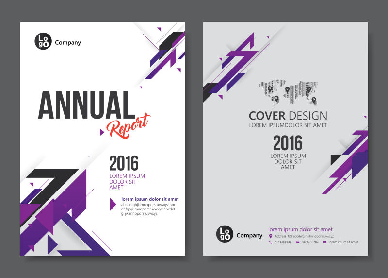 紫色几何风格的矢量宣传封面设计