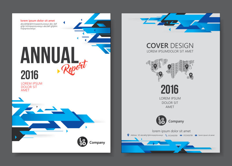 创意蓝色几何风格的矢量宣传封面设计