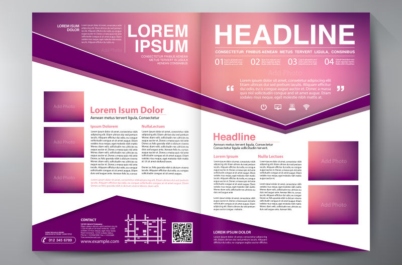 矢量的紫色图案宣传册设计