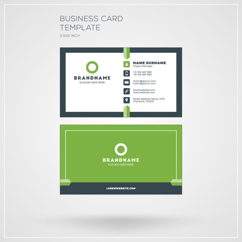 矢量的绿色背景名片设计