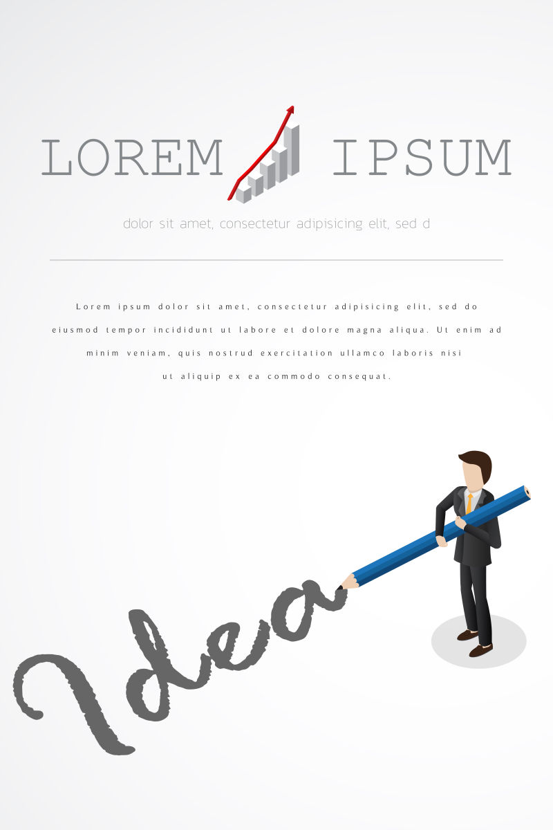 用铅笔书写办法的商人矢量插图