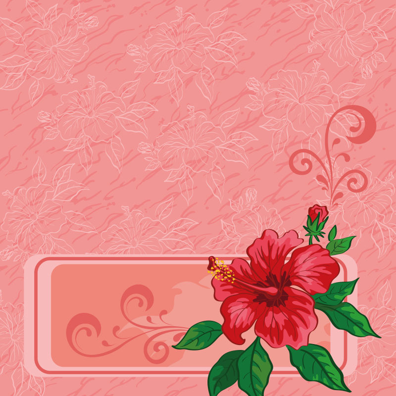木槿花图案的粉色背景矢量设计图片 矢量的木槿花图案粉色背景素材 高清图片 摄影照片 寻图免费打包下载