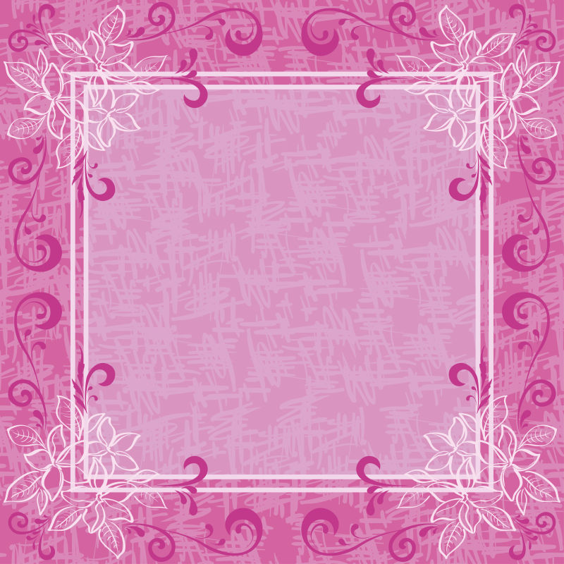 矢量的粉色花环边框