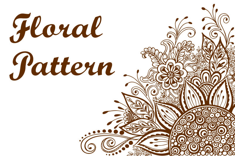 手绘风格棕色花卉图案矢量背景
