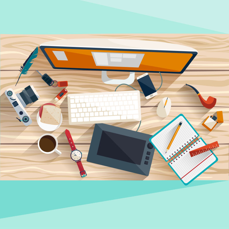 工作场所的矢量插图