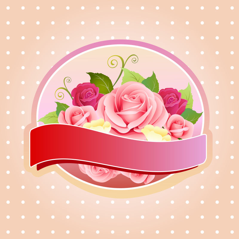 矢量的鲜艳玫瑰花装饰卡片