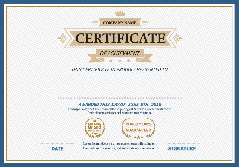 矢量的棕色丝带图案证书设计