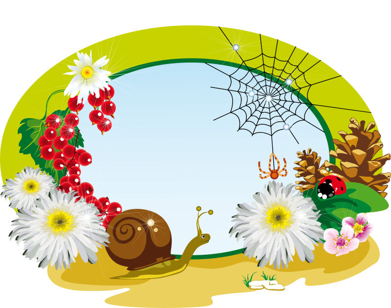 矢量的植物和动物边框